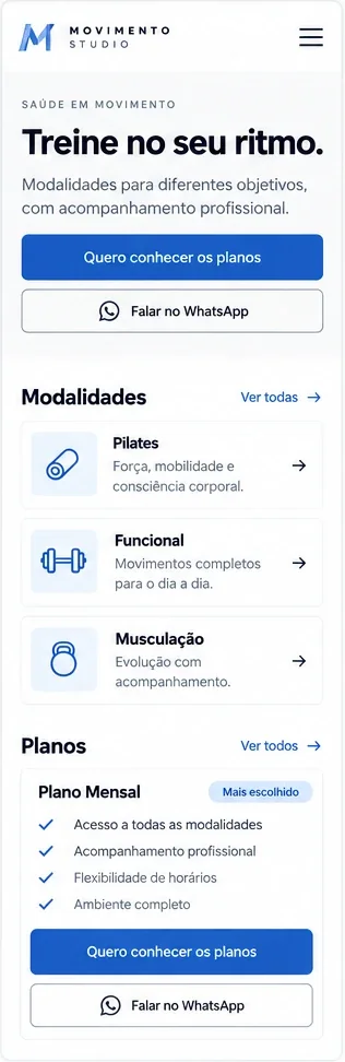 Exemplo ilustrativo da versão para celular